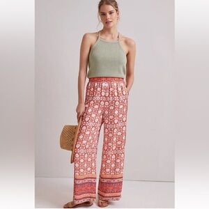 Vale Satiny Wide Leg High Waist Boho Printed Pants by Philosophy NWT Boho Large